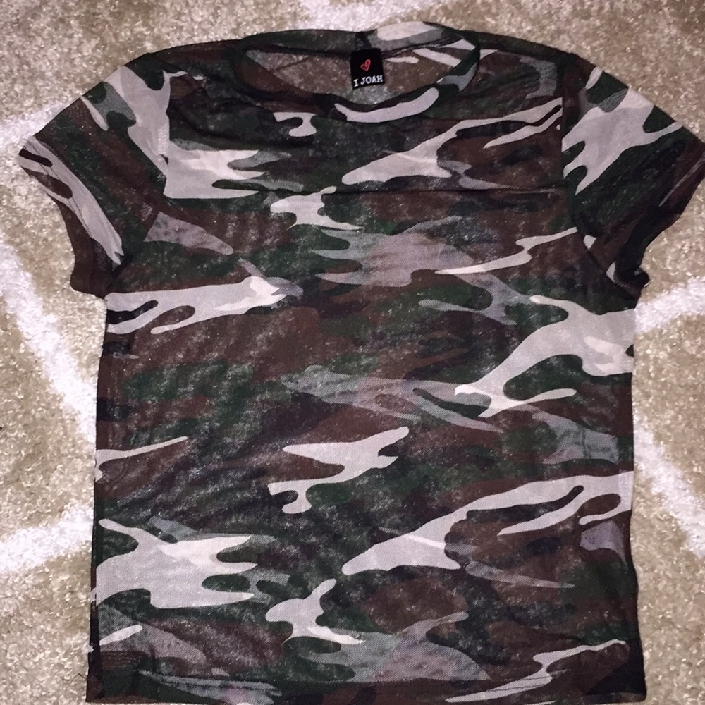 Mesh camo top